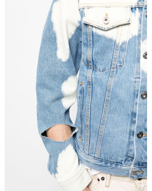 Veste en jean à effet délavé Off-White c/o Virgil Abloh pour homme en coloris Blue
