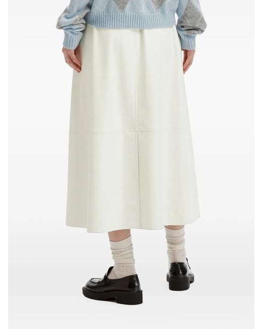 B+ AB White Elasticated-Waistband Panelled Skirt