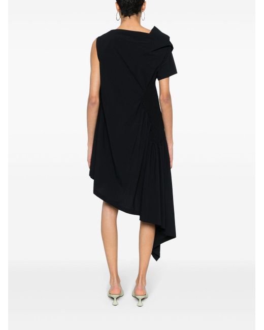 Issey Miyake Black Crepe Asymmetric Mini Dress