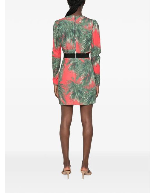 Marco Bologna White Palm-Print Wrap-Style Mini Dress