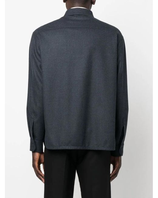 Giorgio Armani Blue Wool Shirt Jacket for men