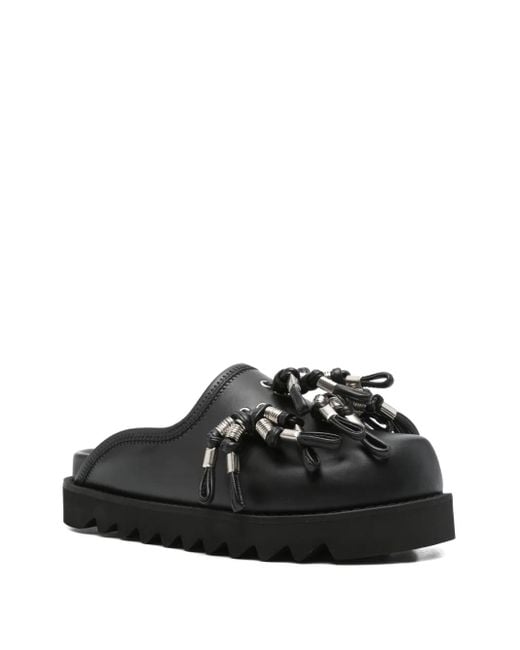 Toga Black Tassel-Embellished Leather Mules