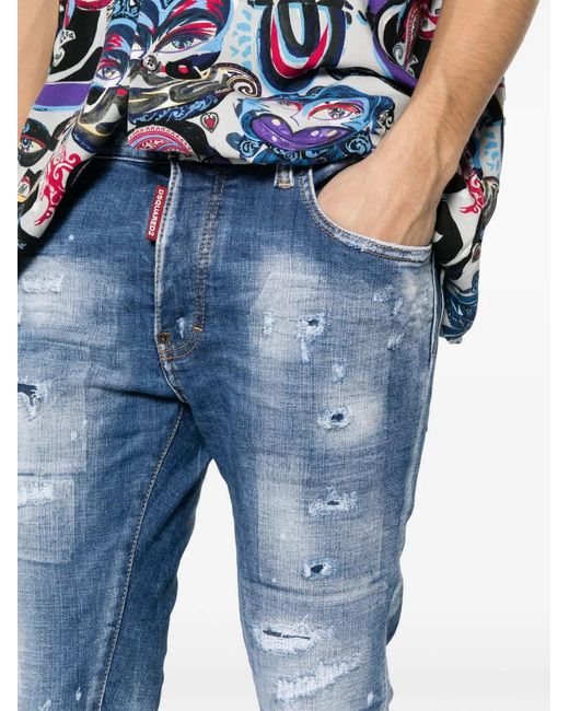 DSquared² Blue Distressed Slim-fit Jeans for men