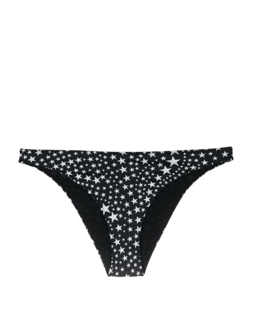Stella McCartney Black Logo-plaque Star-print Bikini Bottoms