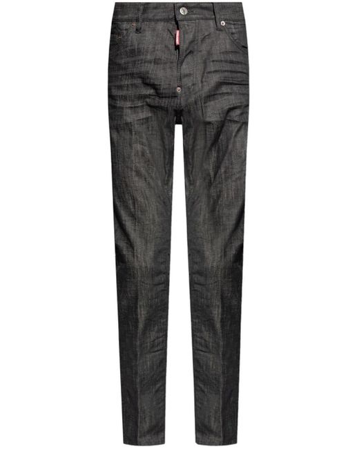 DSquared² Gray Logo-patch Cotton Jeans for men