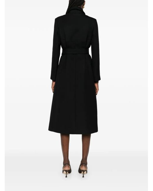 Valentino Garavani Black Logo-Detail Single-Breasted Coat