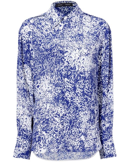 Proenza Schouler Blue Norman Bluse mit abstraktem Print