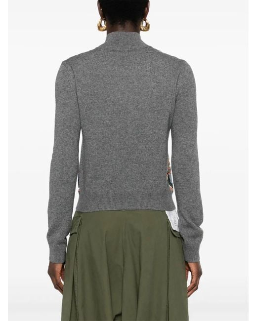 Etro Green Floral Amebas Wool-Cashmere Sweater