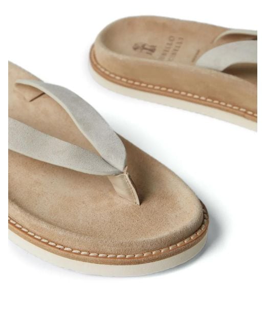 Brunello Cucinelli Natural Nubuck Flip Flops for men