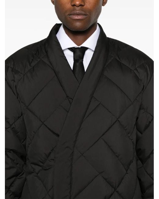 KENZO Black Wrap-Design Padded Jacket for men