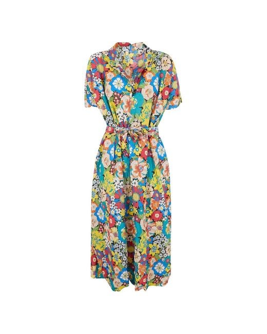 Daniela Gregis White Floral-Print Tie-Detail Midi Dress