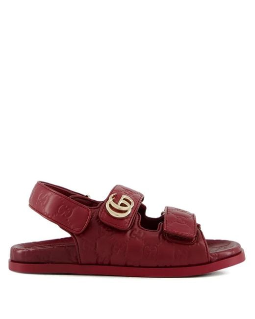Gucci Red Double G Flat Sandals