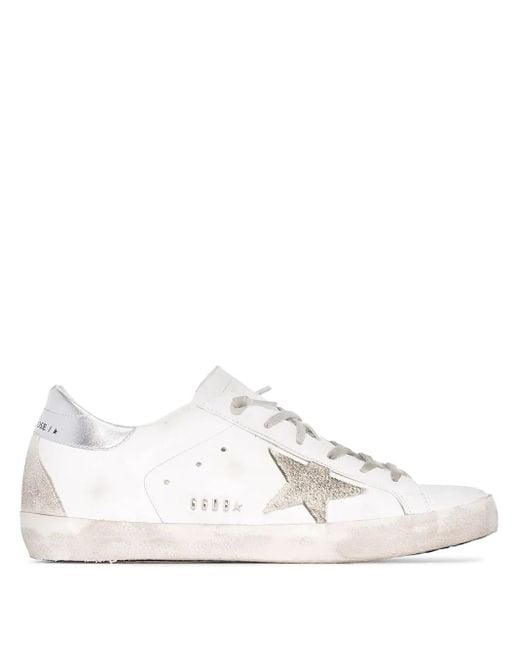 Golden Goose Deluxe Brand White Super-Star Trainers With Heel Tab And Metal Stud Lettering
