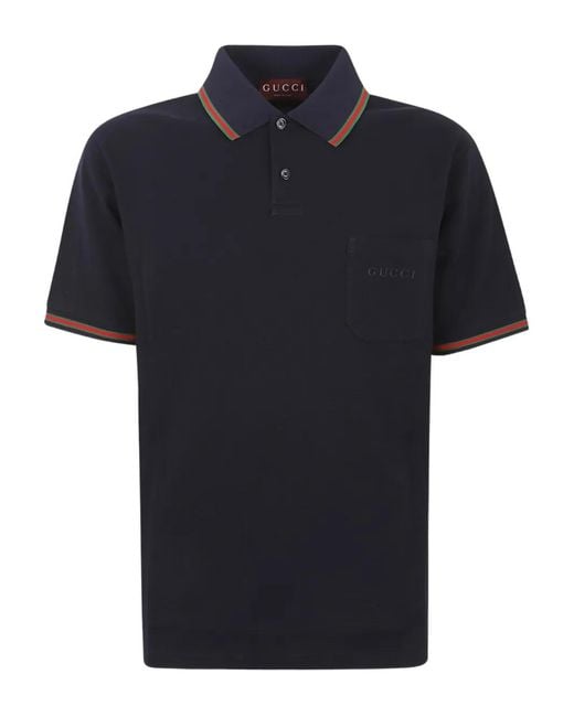 Gucci Black Chest-Pocket Polo Shirt for men