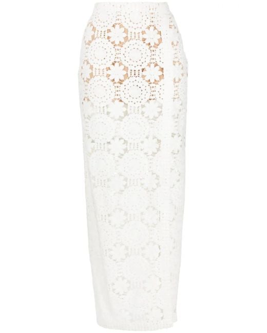 Elie Saab White Gehäkelter Minirock