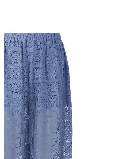 Into The East Blue Guipure-Lace Palazzo Pants