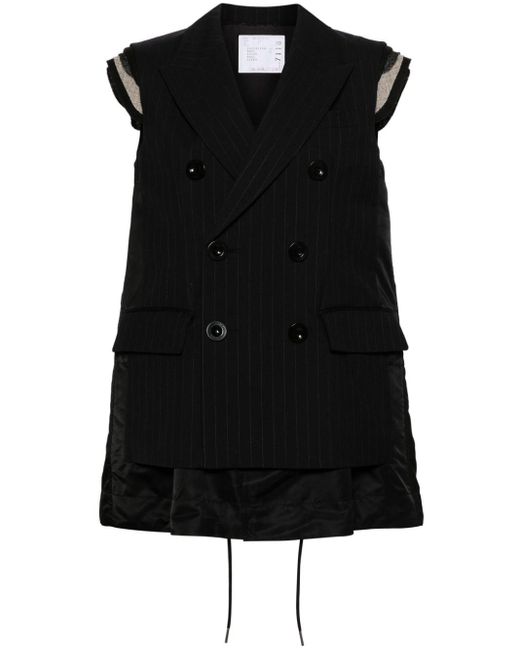 Sacai Black Deconstructed Double-breasted Gilet