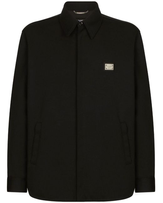 Giacca-camicia con placca logo di Dolce & Gabbana in Black da Uomo