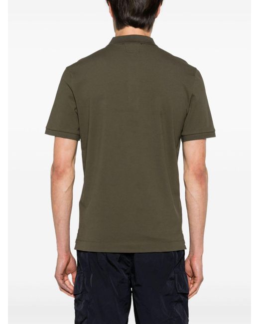 C P Company Green Logo-embroidered Cotton Polo Shirt for men