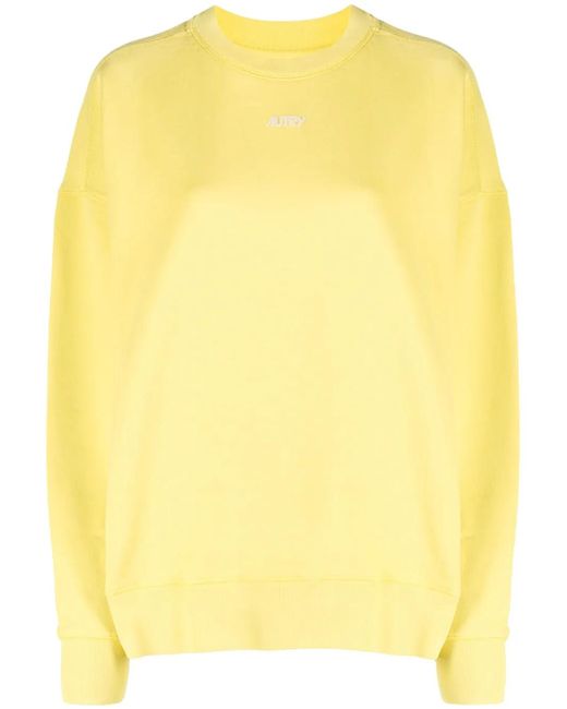 Autry Yellow Logo-Print Cotton Jumper