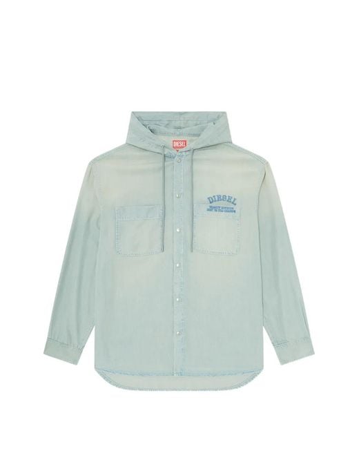 DIESEL Blue Surchemise Dewny À Capuche for men