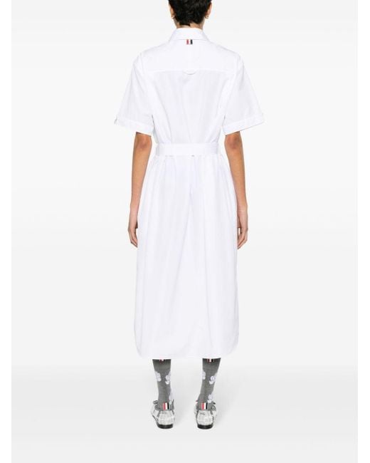 Robe-chemise en coton à coupe mi-longue Thom Browne en coloris White