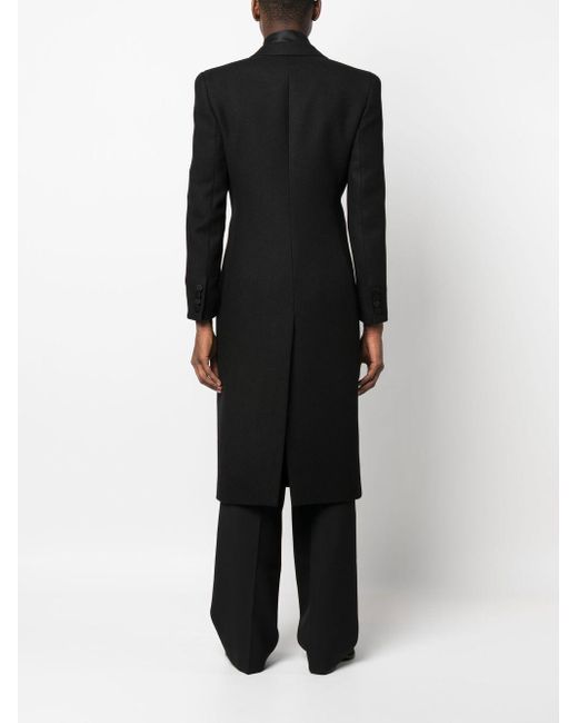 Saint Laurent Black Double-breasted Silk-lapel Coat for men