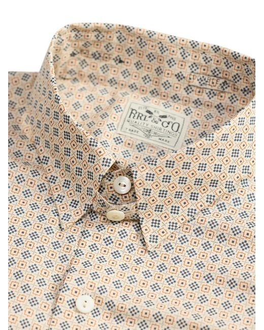 RRL White Geometric-Print Button-Down Shirt for men