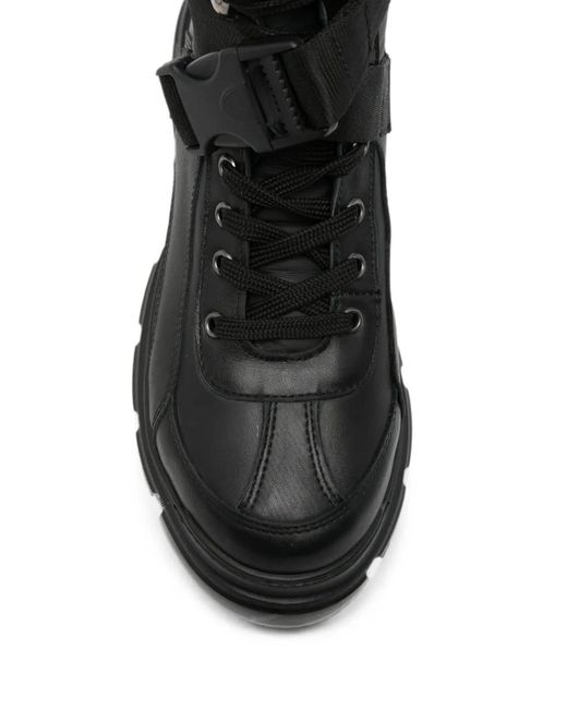 SERGIO MORETTI FIRENZE Black Buckle-Fastening Panelled Ankle Boots