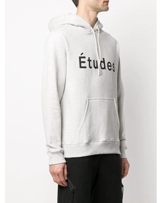 Etudes Studio Gray Logo-Print Hoodie for men