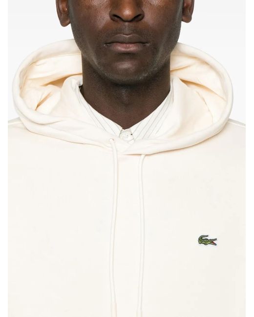 Lacoste White Crocodile-Patch Hoodie for men