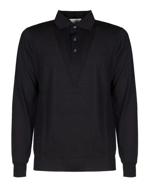 FILIPPO DE LAURENTIIS Blue Buttoned Long-Sleeved Polo Shirt for men