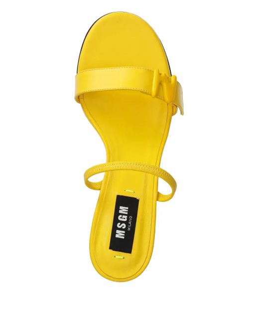 MSGM Yellow 85Mm Logo-Plaque Sandals