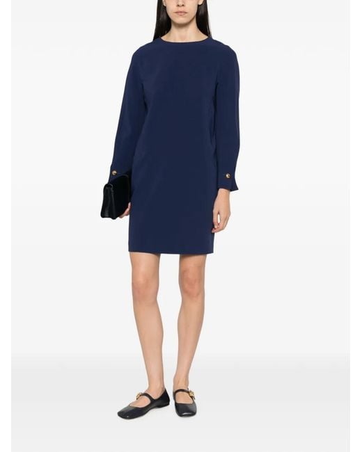 Max Mara Blue Button-Cuff Mini Dress
