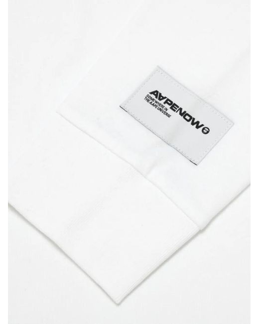 Aape By A Bathing Ape White Logo Long-Sleeve T-Shirt for men
