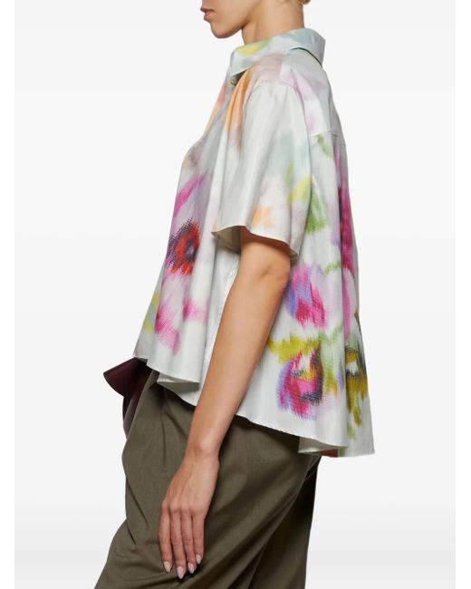 Loewe Gray Floral-Print Trapeze Shirt