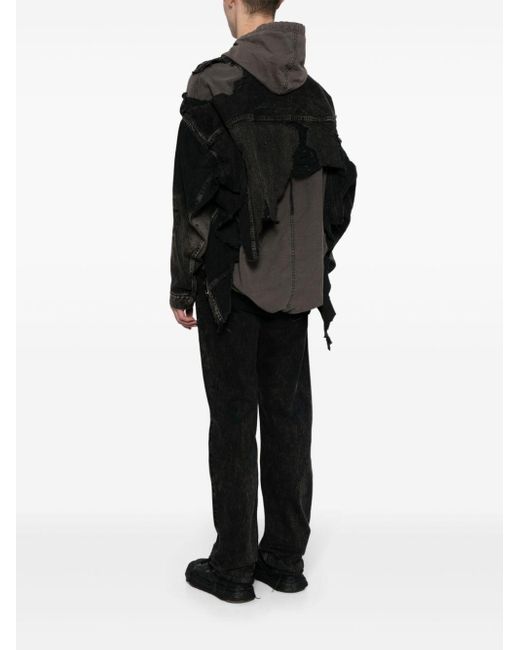Maison Mihara Yasuhiro Black Layered Denim Hooded Jacket for men