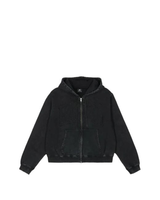 PATTA Black Logo-Embroidered Zip-Up Hoodie for men