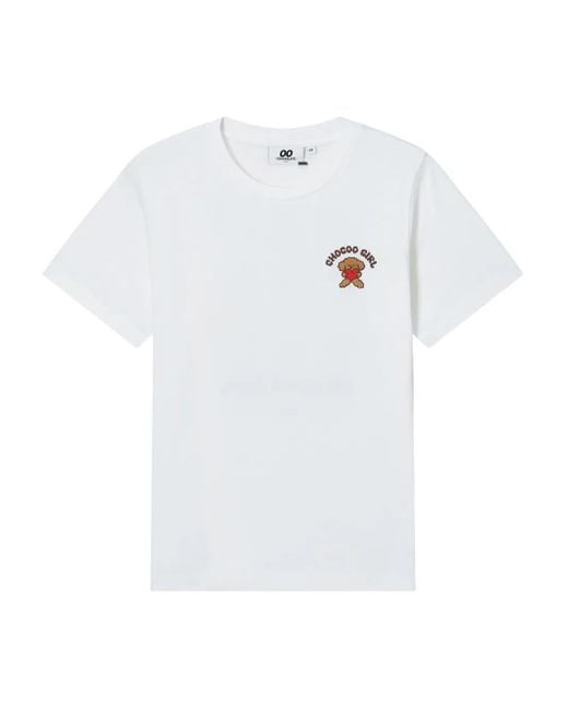 Chocoolate White Embroidered-Motif T-Shirt