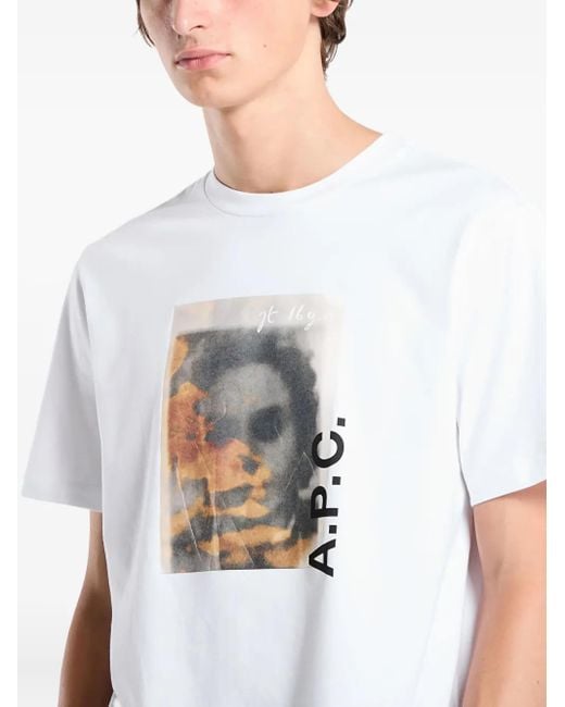 A.P.C. T-Shirt Met Print in het White voor heren