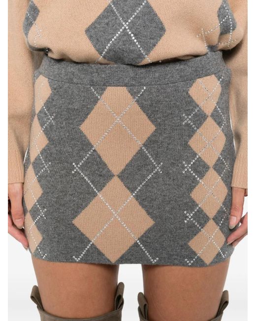 retroféte Gray Cecilie Argyle-Pattern Embellished Mini Skirt