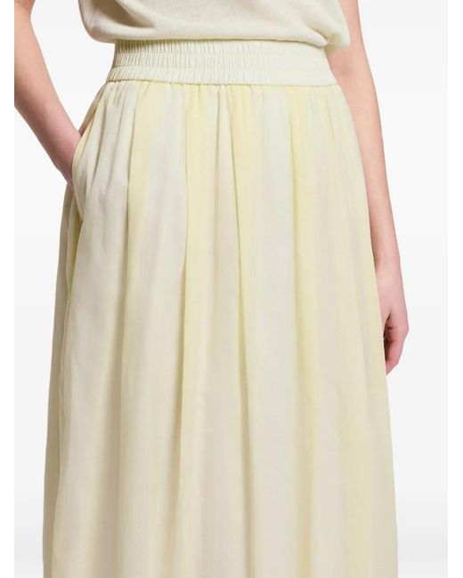 Peserico White Midi Pleated Elasticated-Waist Skirt