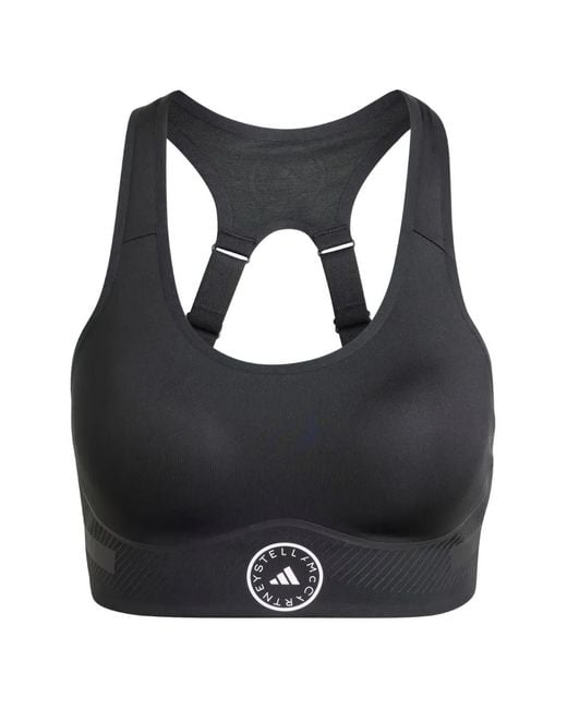 Adidas By Stella McCartney Black Racerback Logo-Print Sports Bra