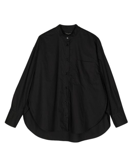 Roberto Collina Black Collarless Cotton Shirt