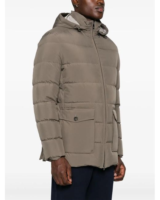 Corneliani Brown Hooded Puffer Jacket for men