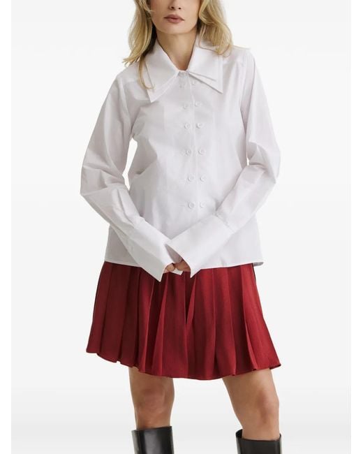 CuAnna White Doubleyou Layered-Collar Shirt
