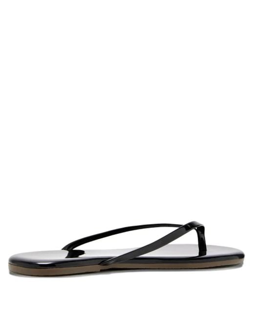 TKEES Black Lily Glossy Thong Sandals