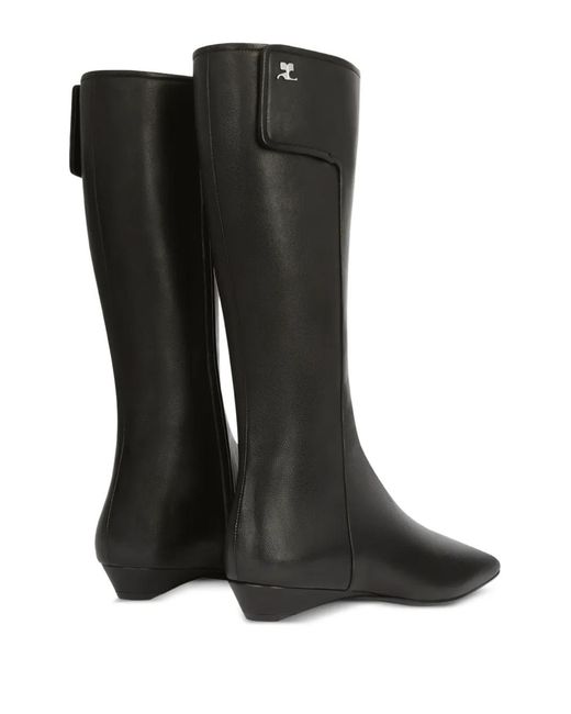 Courreges Black Logo-Plaque Boots