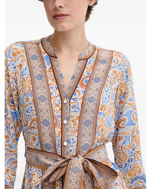 Hale Bob Blue Vienna Paisley Belt Midi Dress