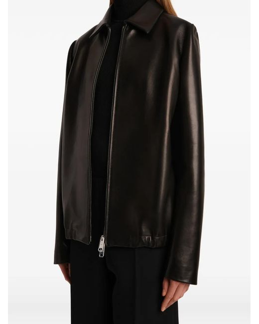Khaite Black Jackson Zip-Up Leather Jacket